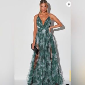 Elegant Moment Emerald Green Tie-Dye Backless Maxi Dress
